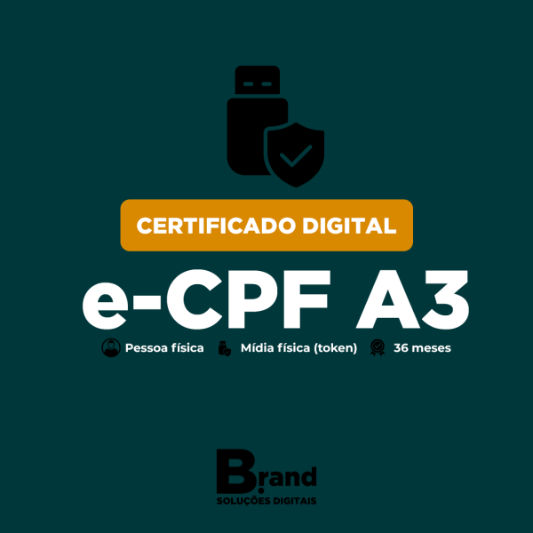 e-CPF A3 - Mídia física (token) - 3 anos
